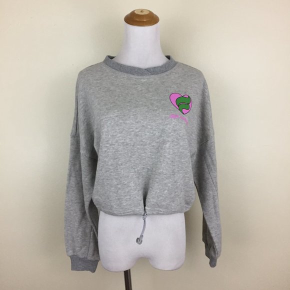 ACOA Gray Pink Green 'HIGH MAINTENANCE' Print Drawstring Hem Cropped Shirt - Picture 5 of 14